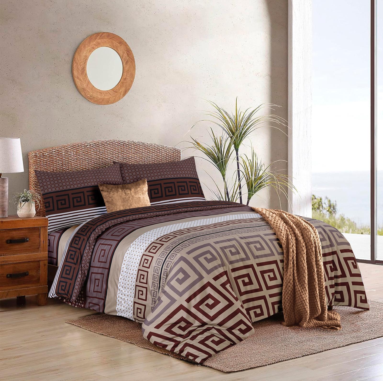 Duvet Cover set 4 piece Bedding Sets Christmas Gifts Sets with fitted sheet & Pillowcases Greek Pattern