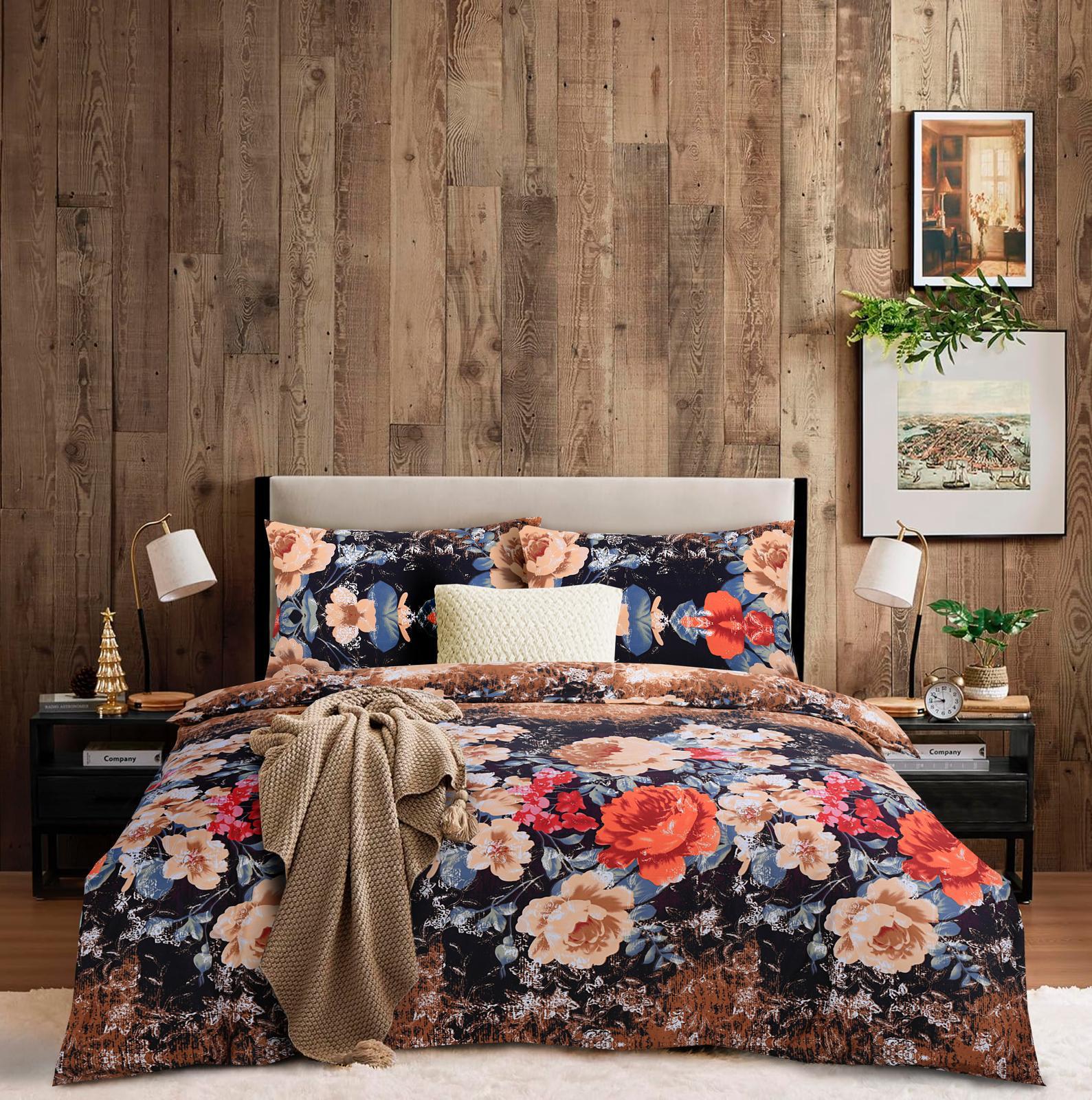 Duvet Cover set 4 piece Bedding Sets Christmas Gifts Sets with fitted sheet & Pillowcases Floral Pattern
