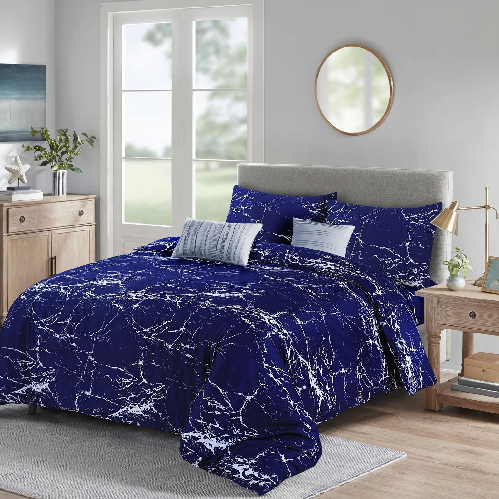 Duvet Cover set 4 piece Bedding Sets Christmas Gifts Sets with fitted sheet & Pillowcases Marble Pattern
