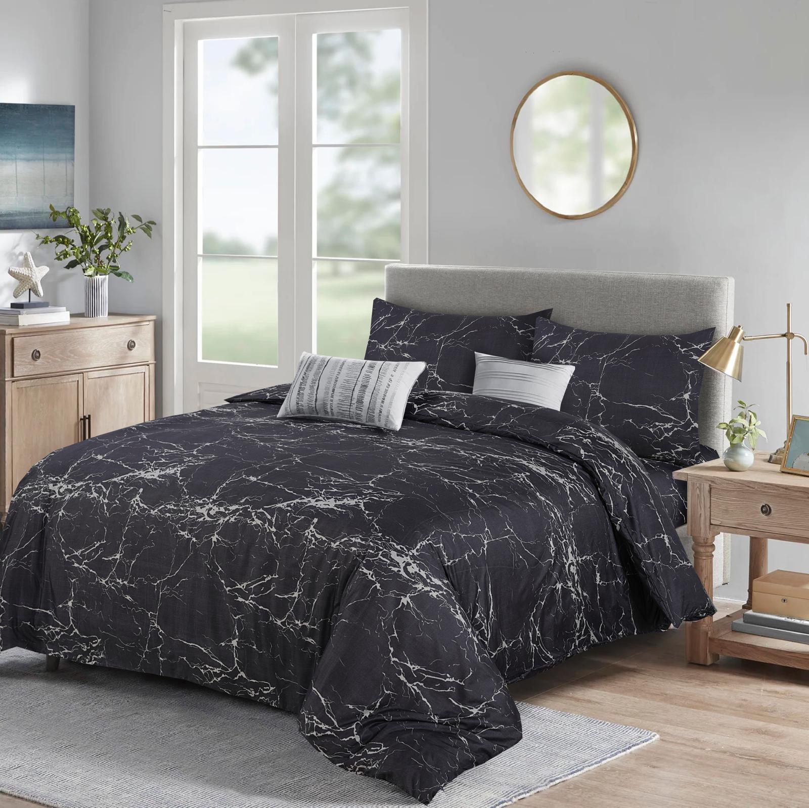 Duvet Cover set 4 piece Bedding Sets Christmas Gifts Sets with fitted sheet & Pillowcases Marble Pattern