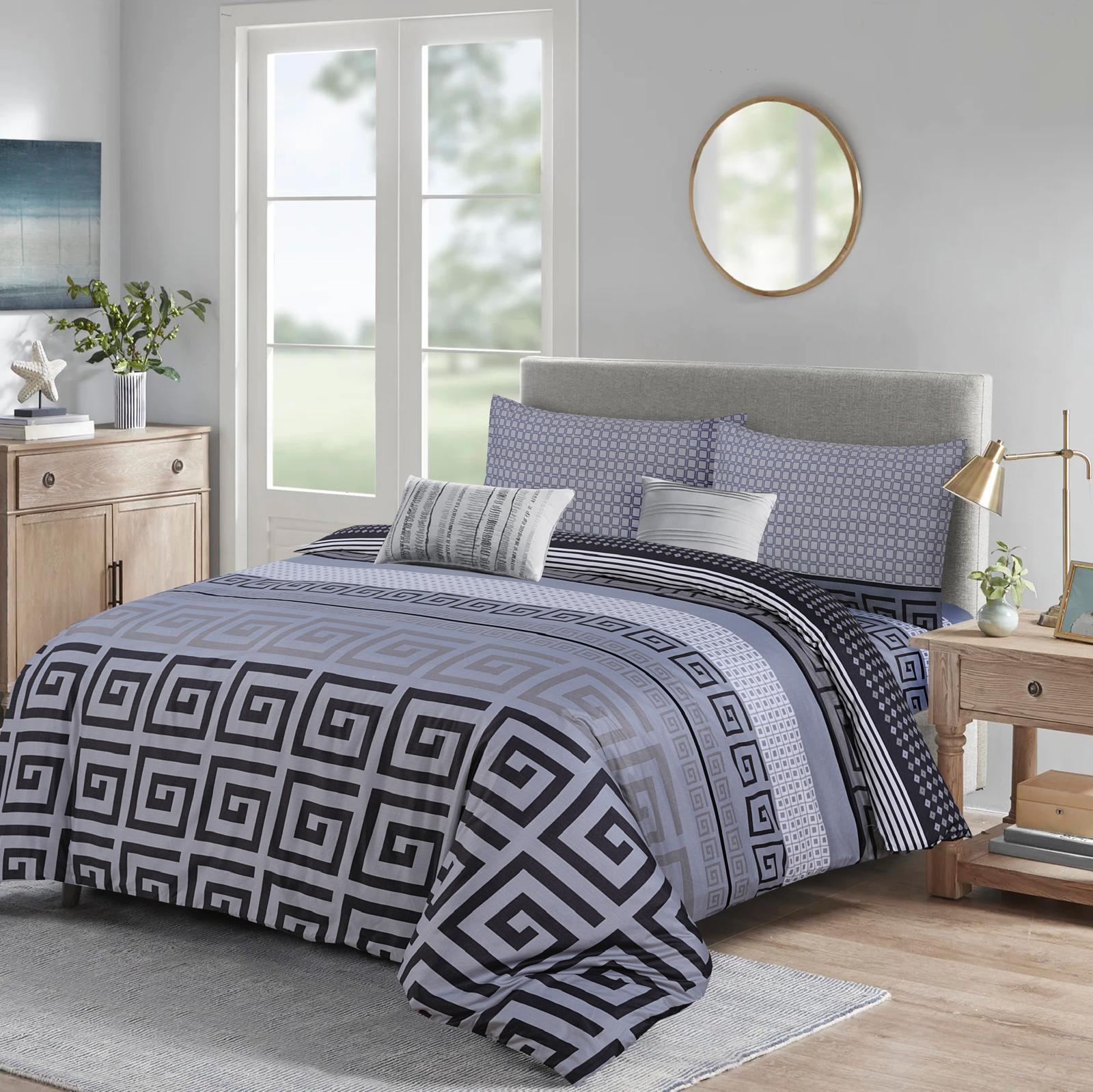 Duvet Cover set 4 piece Bedding Sets Christmas Gifts Sets with fitted sheet & Pillowcases Greek Pattern