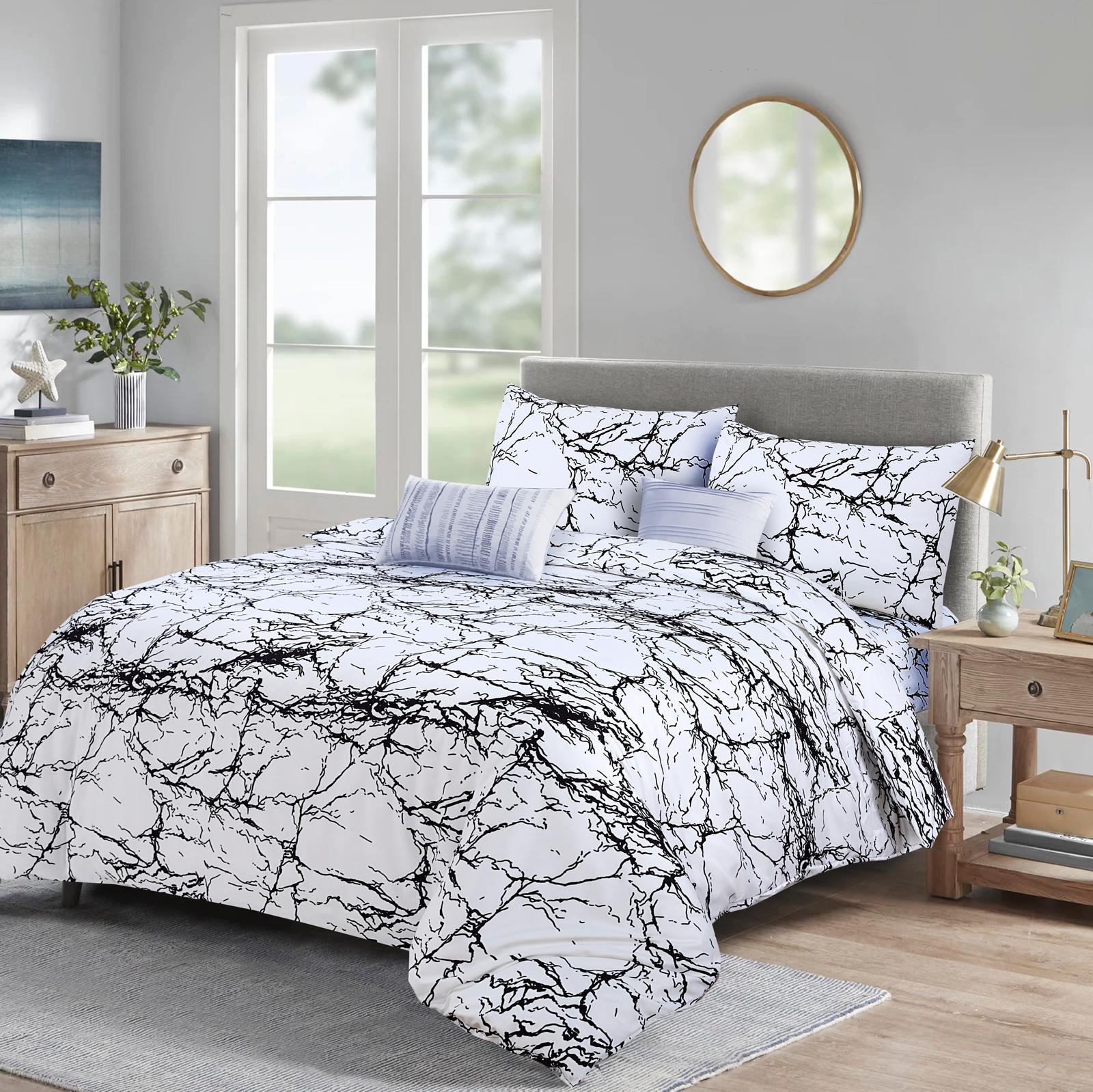 Duvet Cover set 4 piece Bedding Sets Christmas Gifts Sets with fitted sheet & Pillowcases Marble Pattern