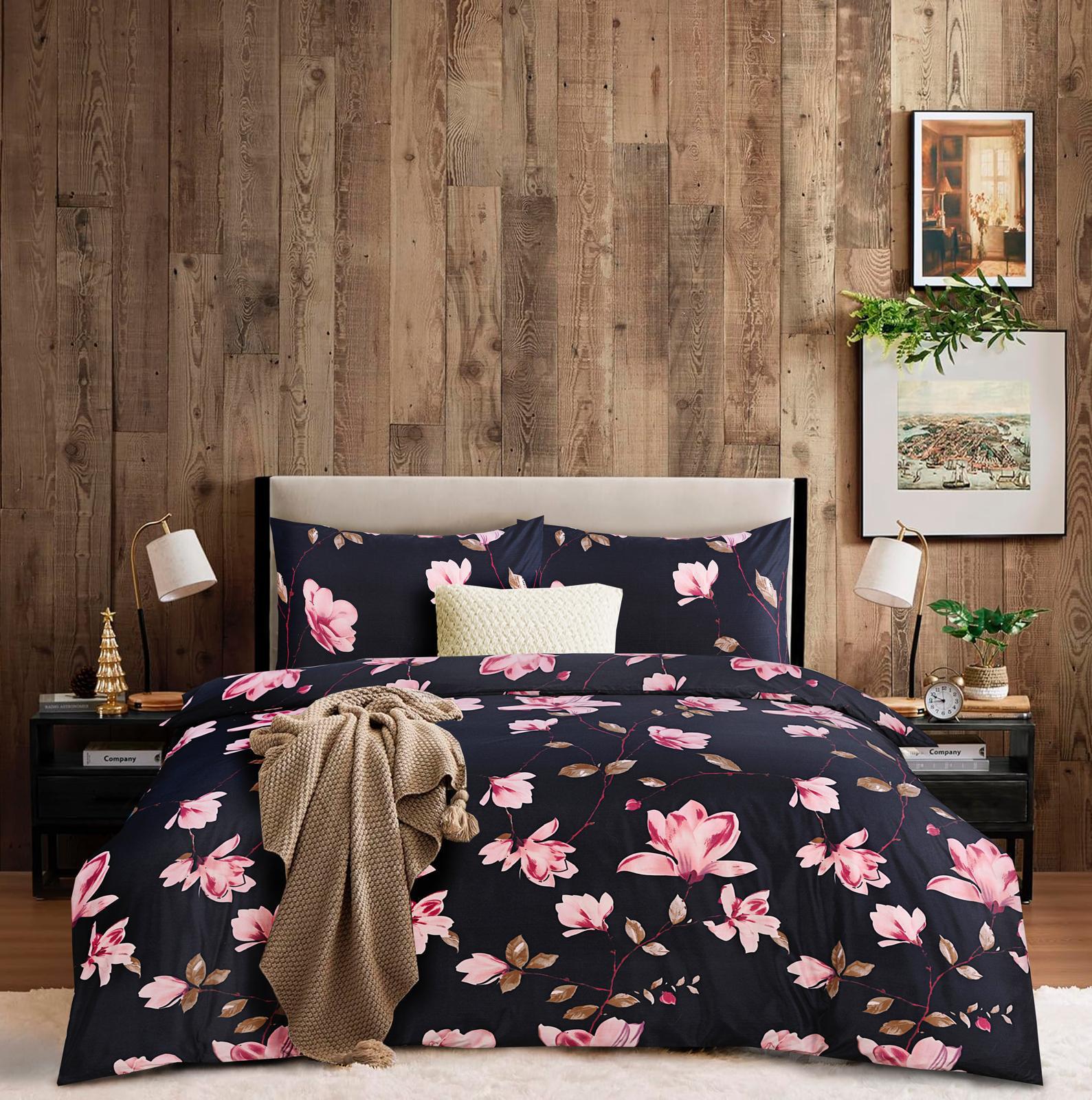Duvet Cover set 4 piece Bedding Sets Christmas Gifts Sets with fitted sheet & Pillowcases Floral Pattern