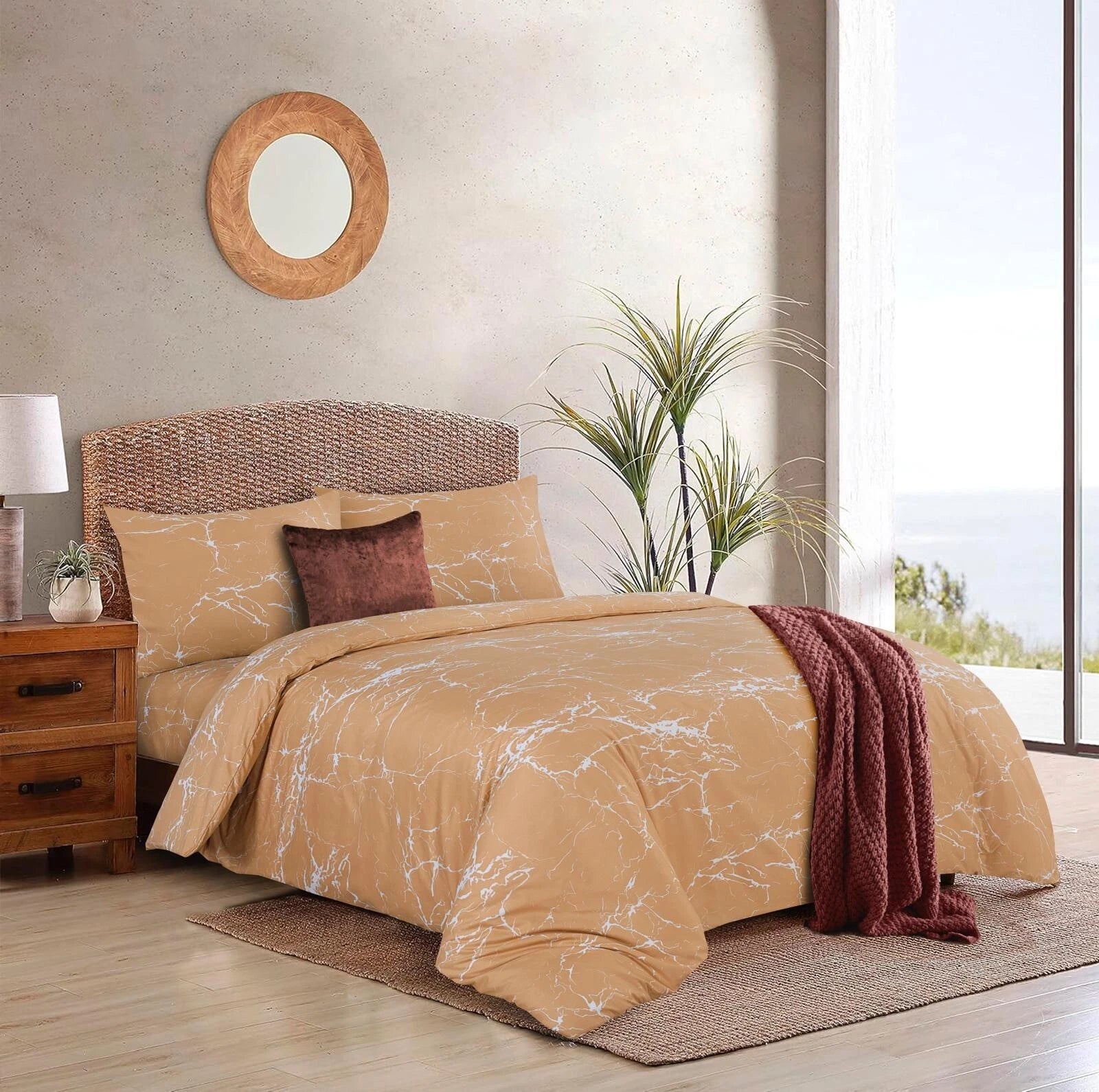 Duvet Cover set 4 piece Bedding Sets Christmas Gifts Sets with fitted sheet & Pillowcases Marble Pattern